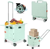 Vista 188 de FELICON SELORSS - Carrito plegable portátil con ruedas para subir escaleras y ruedas giratorias de 360°, mango telescópico, caja de plástico