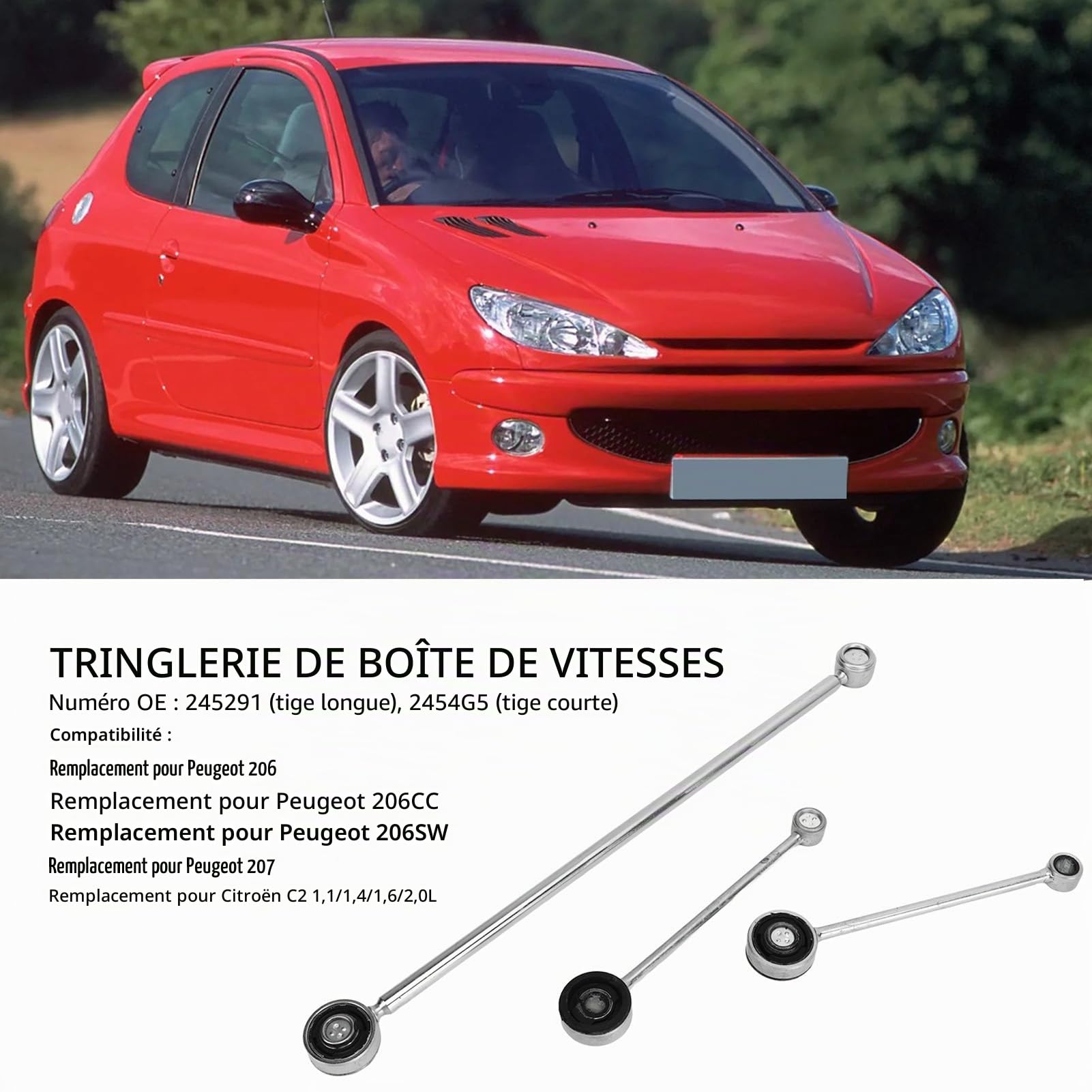 Bielle D'engrenage, Bielle De Poussée D'engrenage De Voiture, Tige De Liaison D'engrenage 245291 Remplacement De Tige De Liaison De Levier De Sélection De Vitesse De Transmission Pour 206 206cc 206sw