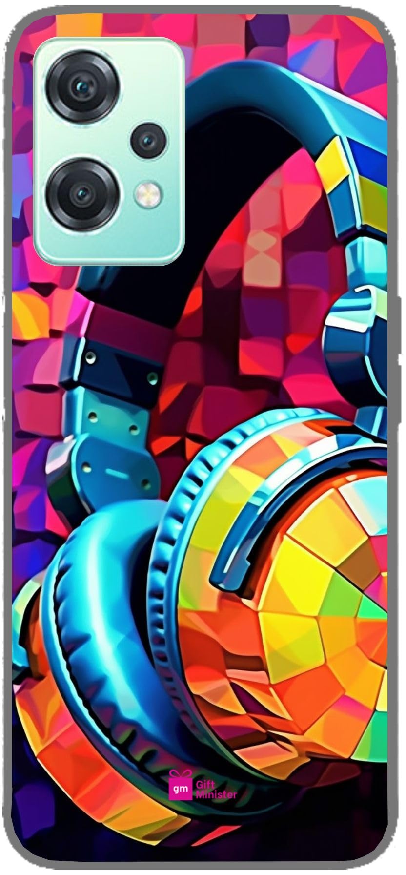 Silicone Designer Cover for One Plus Nord Ce 2 Lite 5G Golden Rodnone - Colorful Headphones Tuff Abstract Art Graphic Poster Toyen Black Cyan Themes Flexible Shockproof 1Pcs 1696N