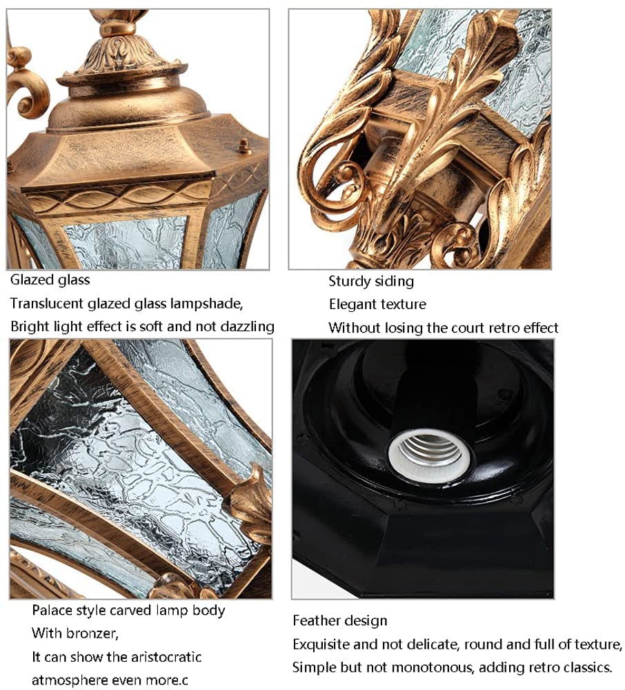 Mocna I Trwała Lampa Słupkowa E27 Retro European Z 2 Głowicami, Tradycyjna, Wodoodporna, Aluminiowa Lampa Podłogowa, Zewnętrzna, Szklana, Do Ogrodu, Do Krajobrazu, N,Glass-210cm