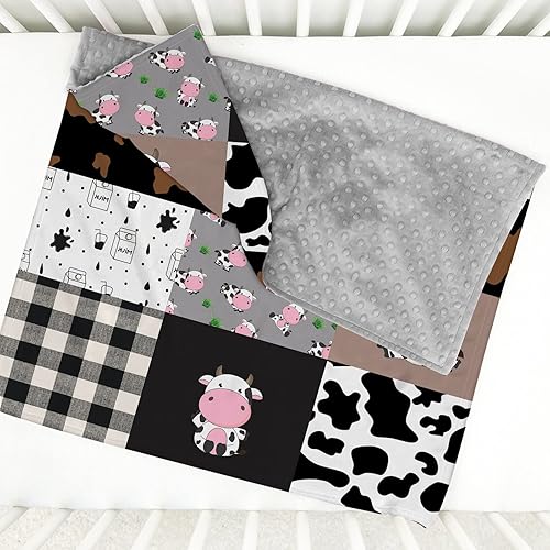 Miniatura 3 de Mantas de bebé personalizadas de tractores agrícolas Minky con nombre, mantas de diseño de retazos verdes personalizadas para niños y niños, regalo