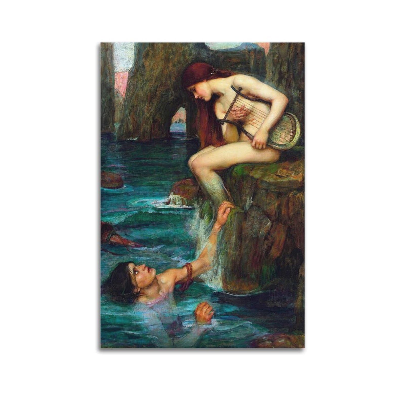 The Siren - John William Waterhouse Poster Artworks Picture Print Wall Art Painting Canvas Gift Decor Homes Decorative 12x18inch(30x45cm)
