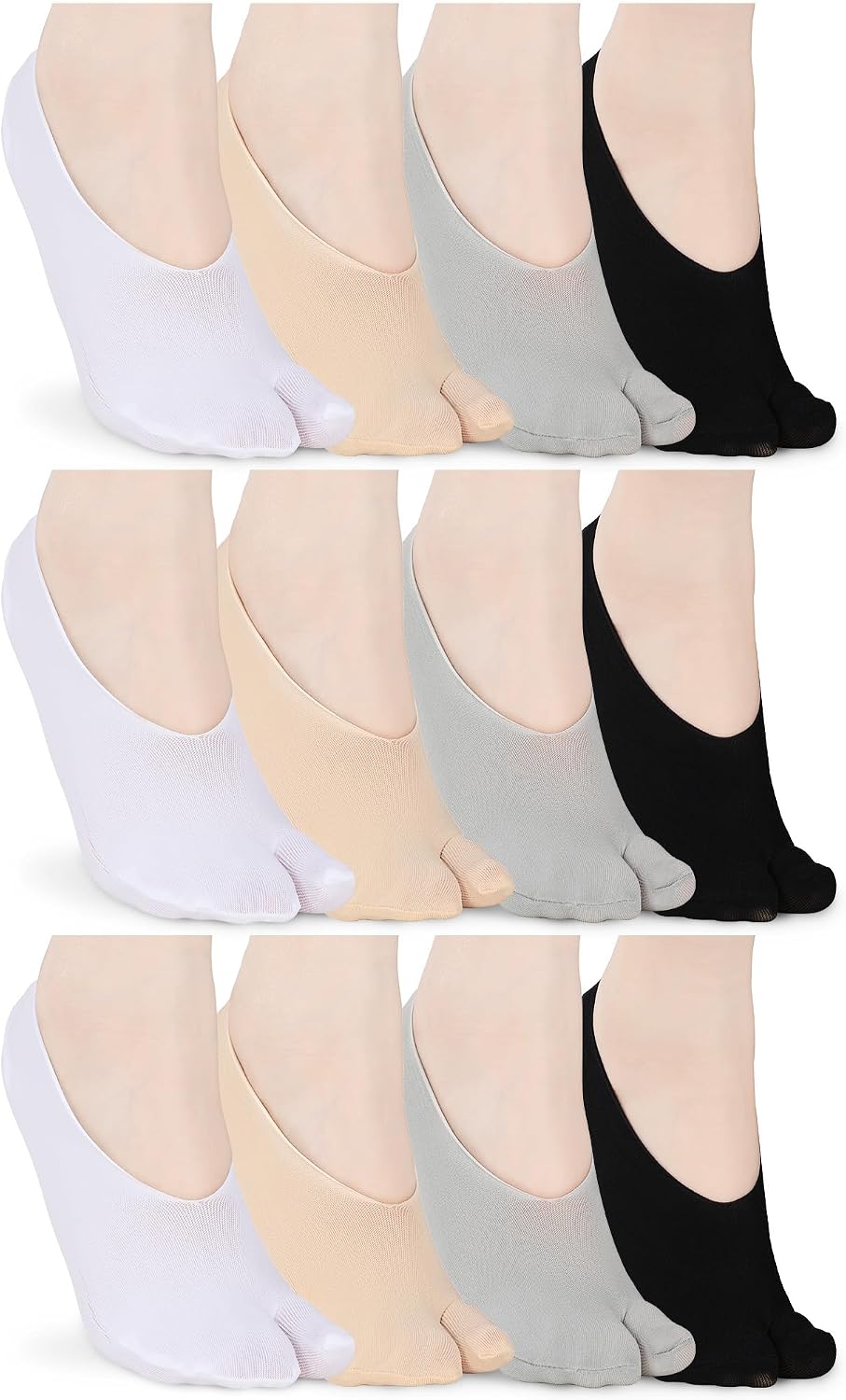 Bencailor Women Tabi Socks Summer Thin No-show Socks 2-toe Split Sock for Flip Flops Sandals Flats Sneakers