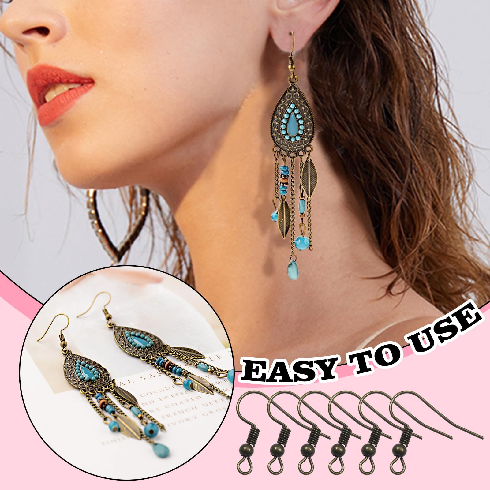 Nickel Free Earring Hooks 100-Pack Antique Bronze Earring Hooks