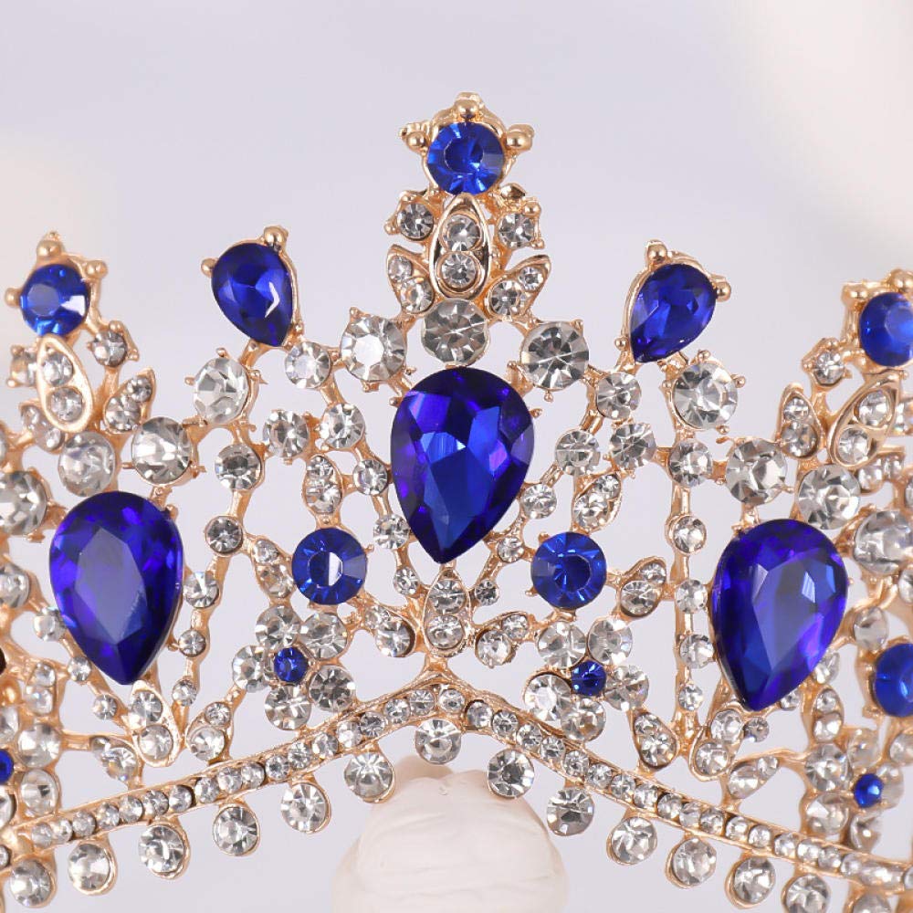 Tiara, stop strasu, Bridal Crown, opaska na czoło, Noble Blue Crystal Flower'S kobiety prosta, modna, wesele, ozdoba do włosów, retro na imprezę