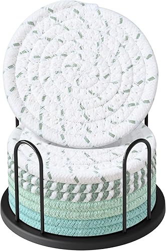 Miniatura 13 de Juego de 6 posavasos para bebidas, cerveza, café, posavasos para bebidas, piedra absorbente con soporte, posavasos de cerámica estilo mármol para