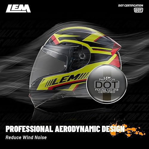 Miniatura 7 de LEM Cascos de motocicleta de cara completa, cascos para hombres, con certificado DOT, PINLOCK y DVS de doble visión, casco de motocicleta de calle