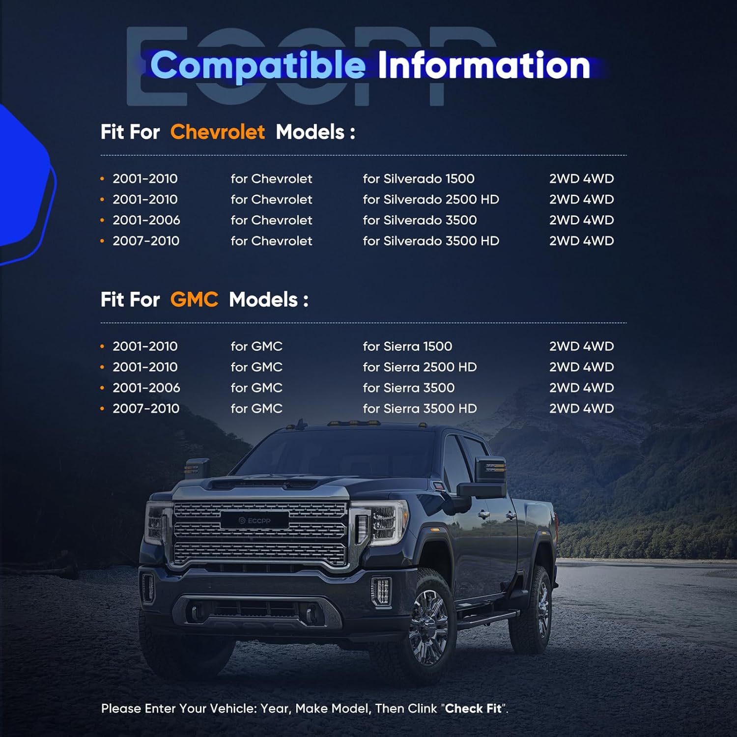 ECCPP 2" Rear Lift Blocks for 2000-2010 for Chevy Silverado for GMC Sierra 1500HD/2500HD/3500HD 8-Lug 2WD/4WD - High-Strength Steel Rear Lift Blocks 9/16th Pin