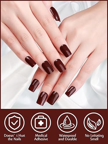 Miniatura 2 de EBANKU Tiras de uñas de gel semicuradas, 32 unidades, calcomanías de esmalte de gel para uñas de salón en casa, kit de pedicura (rojo oscuro)