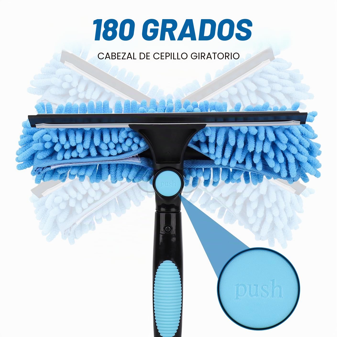 4.3m Limpiador de Ventanas Extensible, Equipo de Limpieza de Ventanas 2 en 1, Herramienta telescópica de Limpieza de Ventanas largas para Ventanas Altas de Vidrio de Coche, con 2 paños de