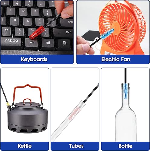 Miniatura 5 de Prasacco 18 piezas de alimentador de colibríes, cepillos de limpieza de mini cepillo de limpieza de nailon, cepillo limpiador pequeño para botellas,