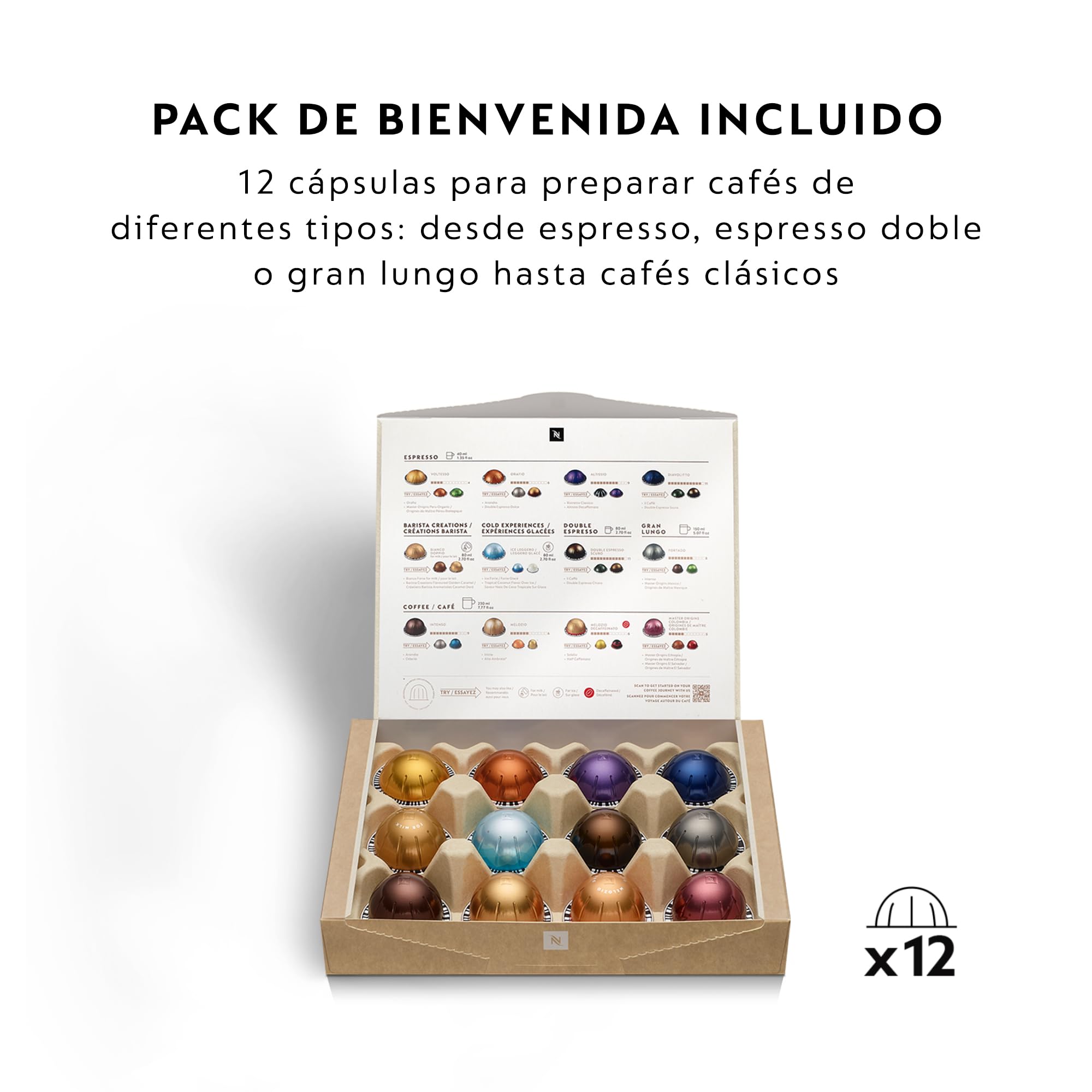 De'Longhi Cafetera Nespresso Vertuo Next, Cafetera Express de Cápsulas de Café Superautomática, Máquina de Café con Wifi y Bluetooth, ENV120.W, Blanco