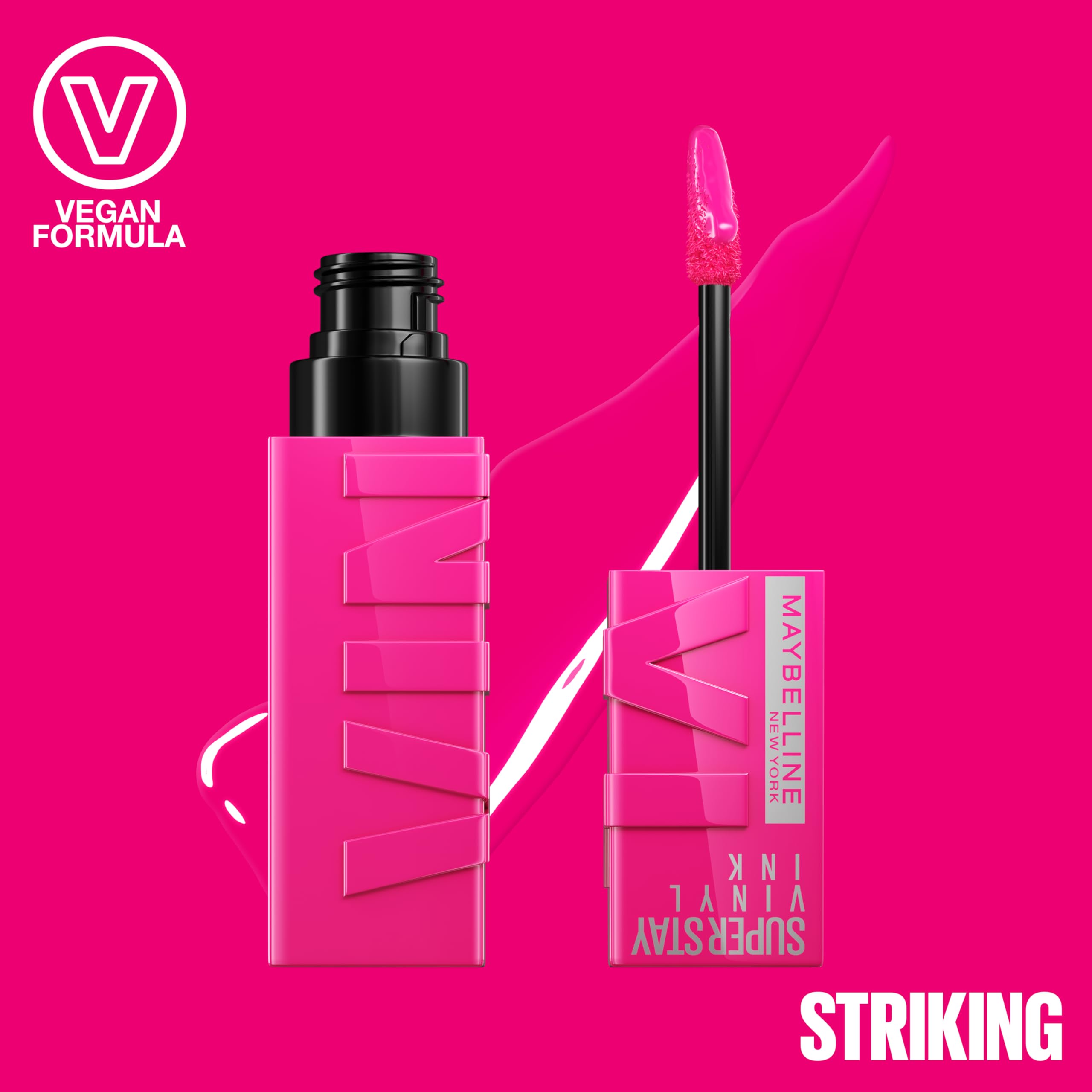 Maybelline New York, Super Stay Vinyl Ink 150 Striking, płynna szminka winylowa do ust, 4,2ml