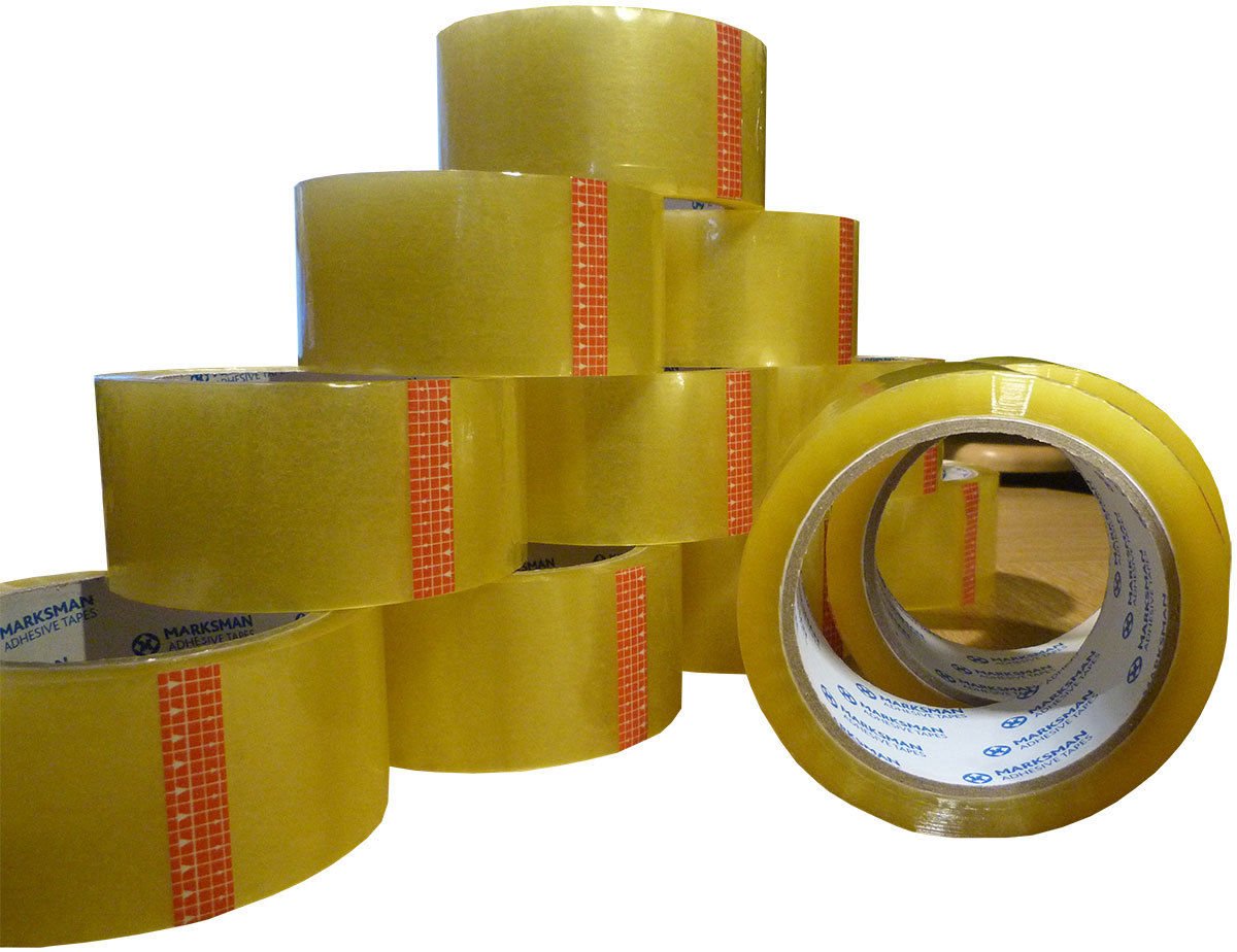 Efo Paquete de 36 rollos de cinta de embalaje transparente, ancha y resistente, 48 mm x 66 m