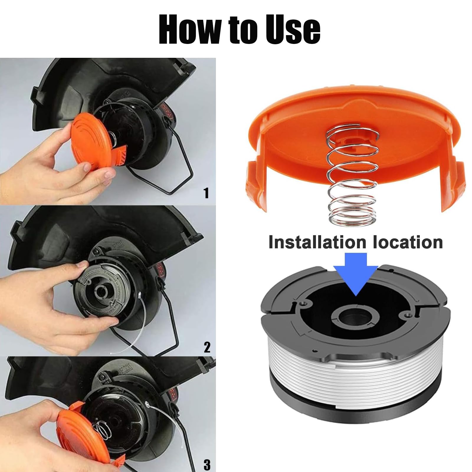 3 PCS Black And Decker Strimmer Spool, Strimmer Spool for Black and Decker Strimmer Wire, Decker Reflex Strimmer Spool Line - Image 4