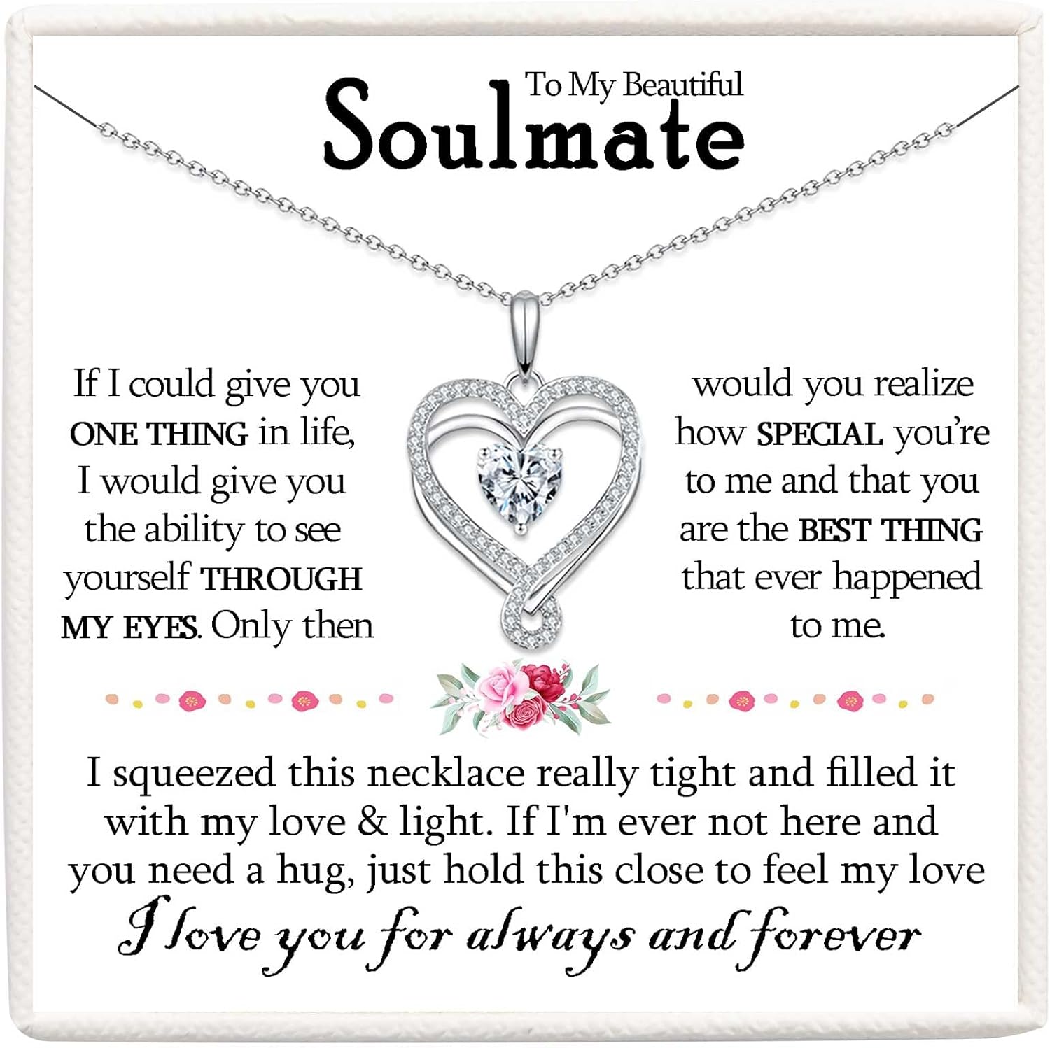 VOSAP Gifts for Her, Girlfriend Wife Necklace S925 Sterling Silver Heart Pendant Necklace, Romantic Jewellery Present for Anniversary Birthday Christmas Mothers Day Valentines Day, Sterling Silver,