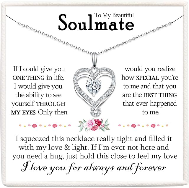 VOSAP Gifts for Her, Girlfriend Wife Necklace S925 Sterling Silver Heart Pendant Necklace, Romantic Jewellery Present for Anniversary Birthday Christmas Mothers Day Valentines Day