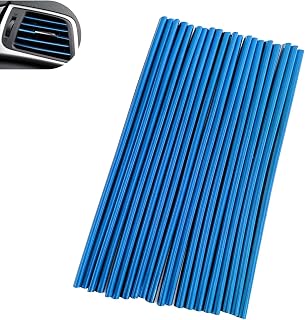 20 PCS Car Vent Outlet Trim Strip, Straight Air Vent Outlet Trim Decoration, Chrome PVC Car Interior Decorative Strips, Universal for Most Cars Suvs Trucks (Blue)