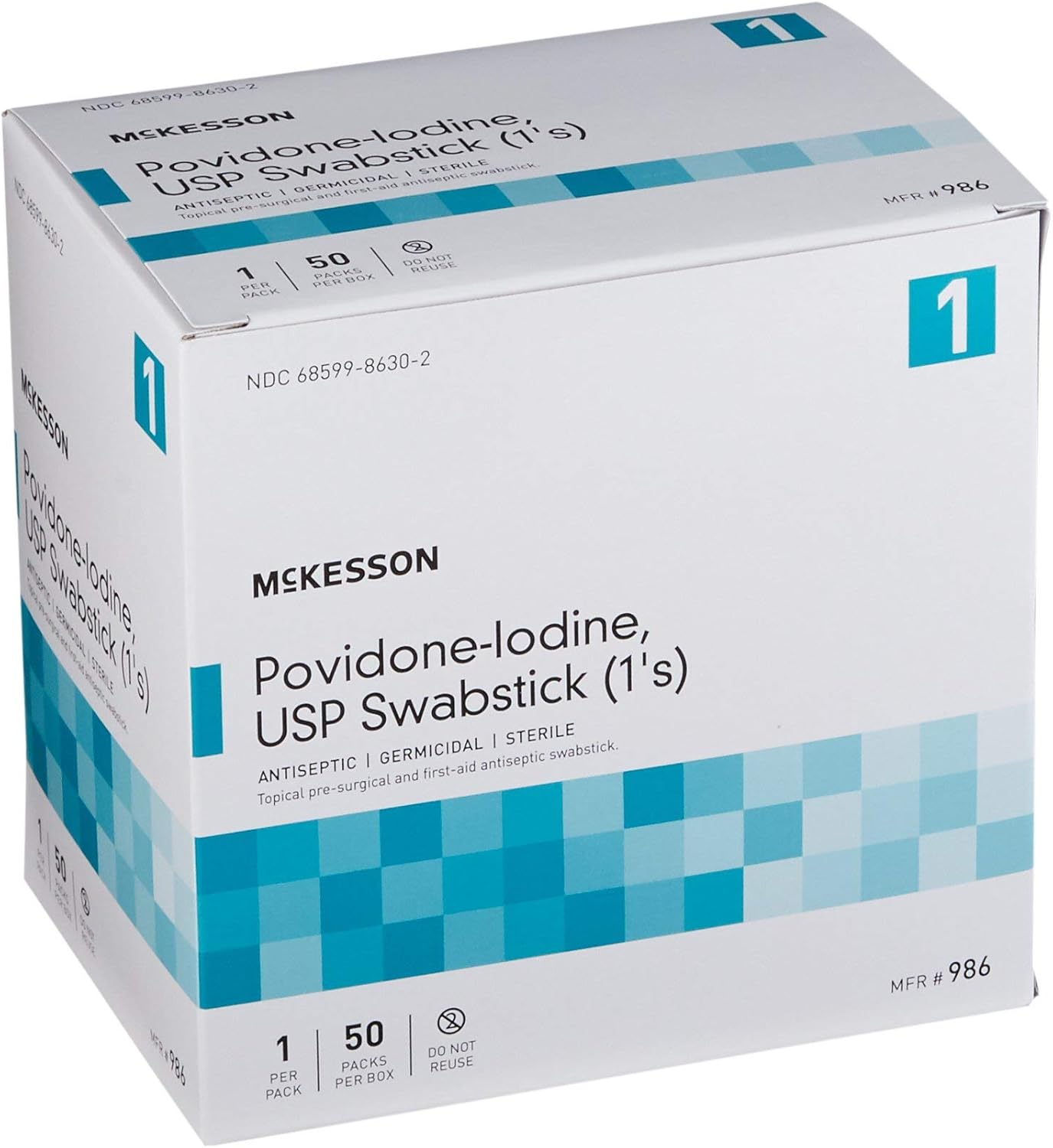 McKesson Povidone-Iodine Impregnated Swab Stick, Sterile - 4 in, 50 Sticks, 1 Pack : Industrial & Scientific