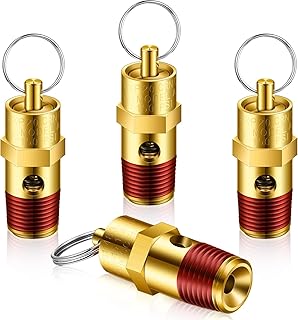 Bonuci 4 Pcs 1/4" Male NPT Safety Valve Air Compressor Pressure Relief Brass Safety Check Valve (150 psi Set Pressure)