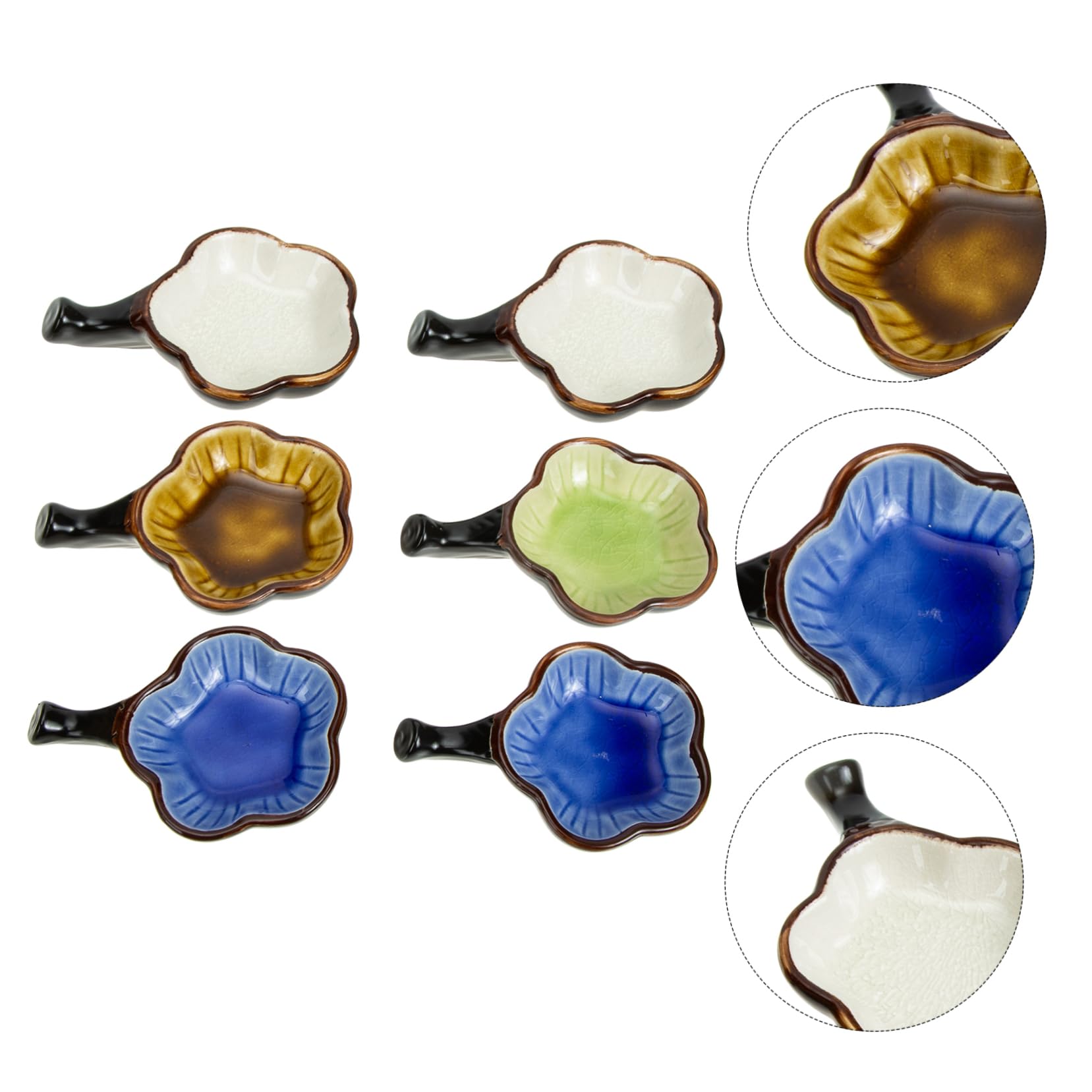 Lot de 6 Plateaux à Pinceaux en Céramique Émaillée, pour Lavage et Rangement des Pinceaux, Calligraphie et Sumi-e Couleur Aléatoire