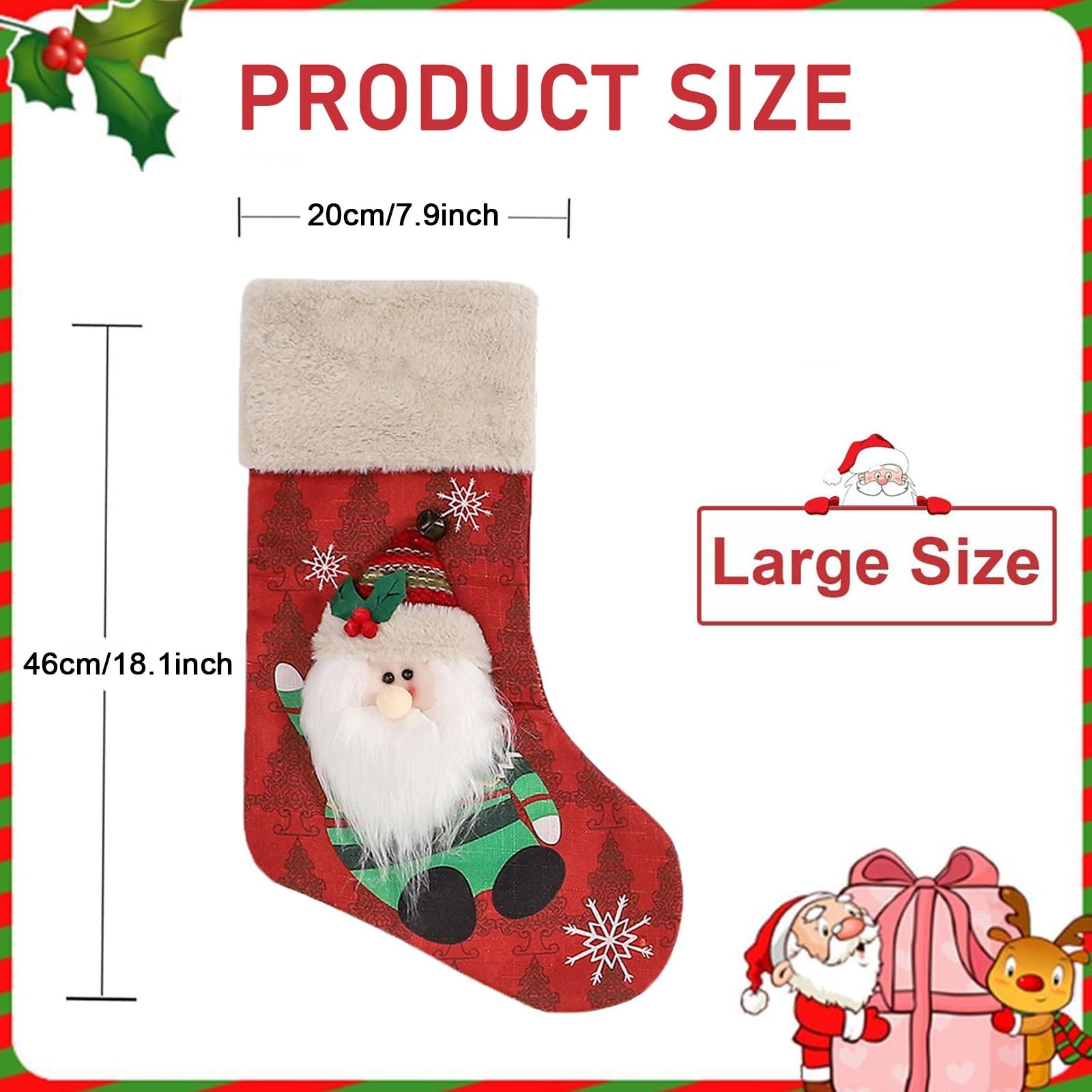 Weihnachtsstrumpf-Set, 5 Stück, Große Weihnachtsstrümpfe, Dekorationen, Weihnachtsstrumpf Mit Weihnachtsmann, Für Treppen, Kamin, Zum Aufhängen, Weihnachtsdekoration Für Zuhause