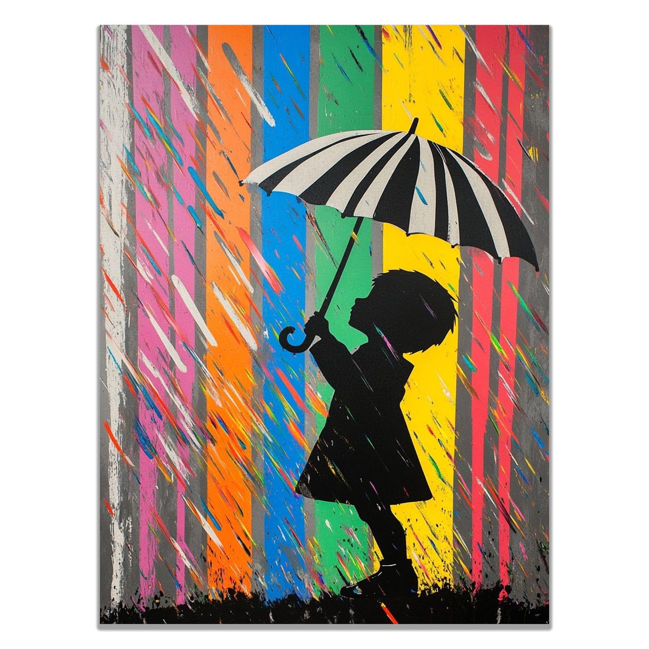 WIKEO Banksy Graffiti Canvas Wall Art Colorful Rain Fun Mural Living Room Décor,Canvas Prints,Abstract Wall Art,-Street Pop Posters Inspirational Quotes(Red)-80x120cm Unframed
