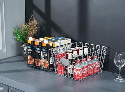 Miniatura 9 de Paquete de 4 canastas de almacenamiento de alambre hechas a mano para organizar artículos del hogar, organización de despensa, encimera de baño,