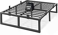Cresyfu Queen Metal Platform Bed Frame 14 Inch - Squeak-Free U-Slot Design, 3500lbs Heavy Duty, 6 Non-Slip Guards, No Box Spring, Under Bed Storage, Black