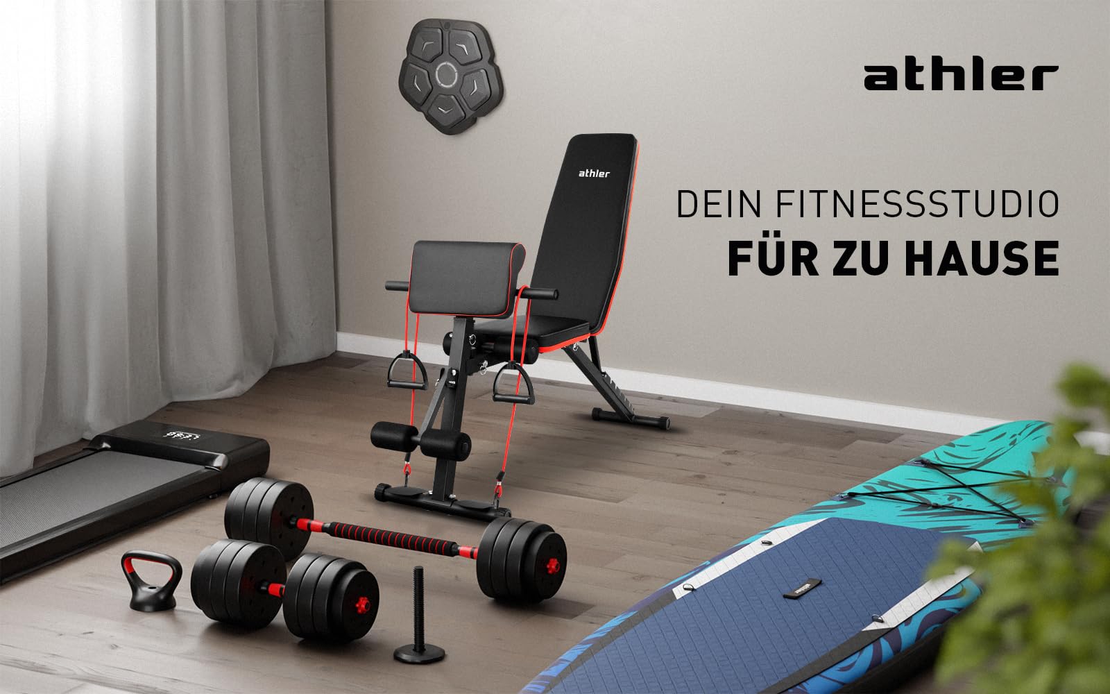 ATHLER Lion 45 Set D'Haltères Bitumineux 40 Kg 4 En 1 - Haltères Réglables, Barre, Kettlebell Pour Musculation à Domicile ATHLER Lion 45 Set D'Haltères Bitumineux 40 Kg 4 En 1 - Haltères Réglables, Barre, Kettlebell Pour Musculation à Domicile