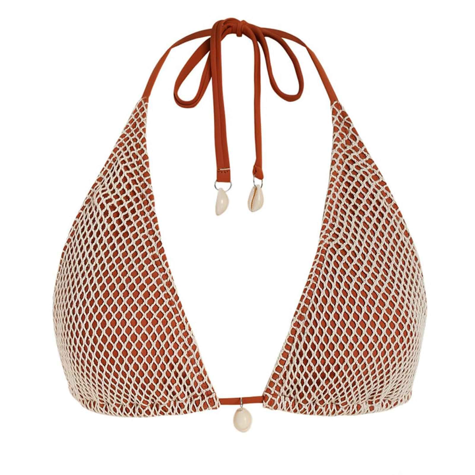 ZAFUL Women's Triangle Bikini Top Multiway Fishnet Tie Back Bandeau Halter String Bikini Swimsuit Bathing Suit