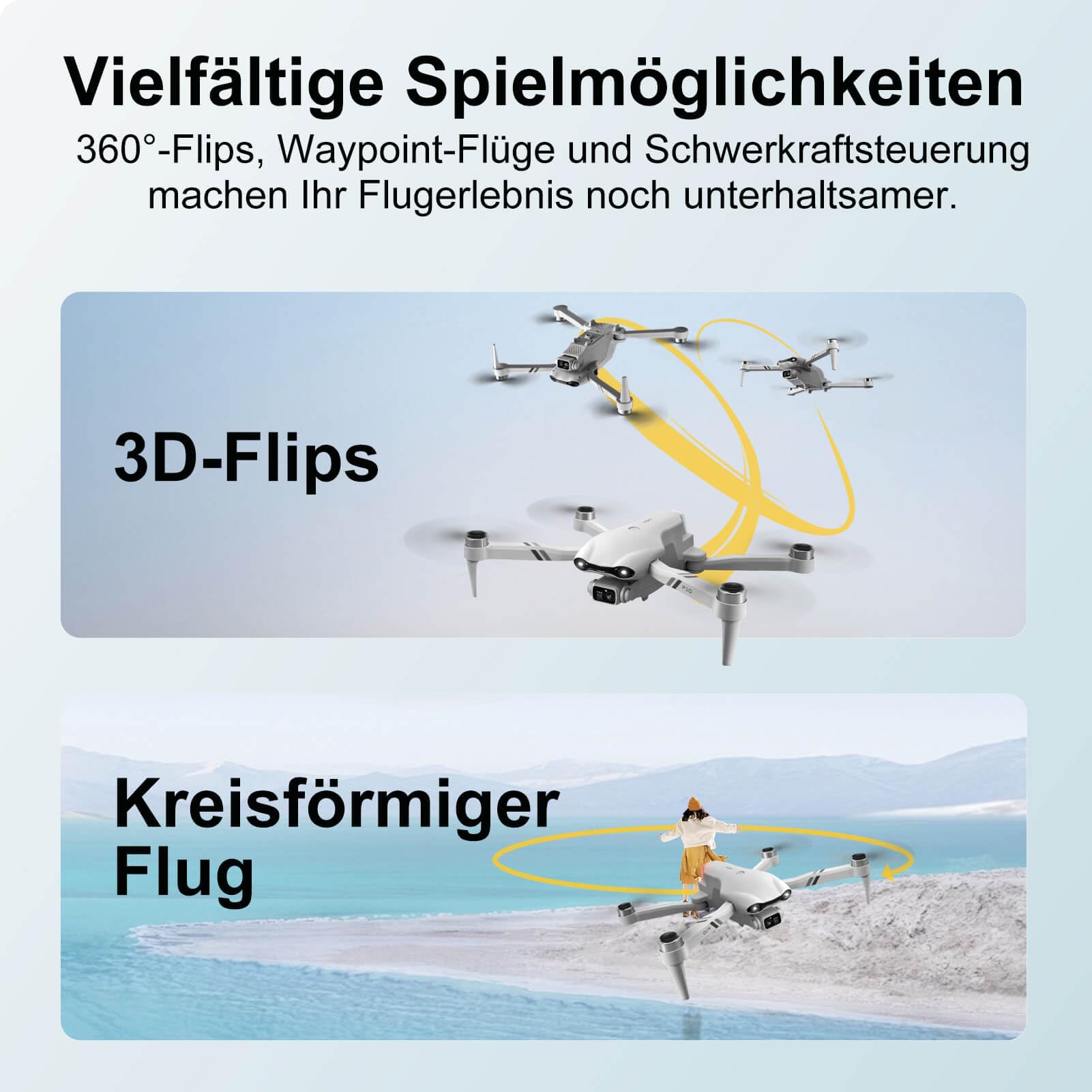 Jiakora Drohne mit Kamera 1080P, RC Drone Spielzeug für Kinder & Erwachsene | RC Drohne für Anfänger, Leicht zu fliegen, Doppelkamera, Bürstenlosem Motor, 2 Akkus, Faltbare, RC Flugzeug Spielzeuggeschenk