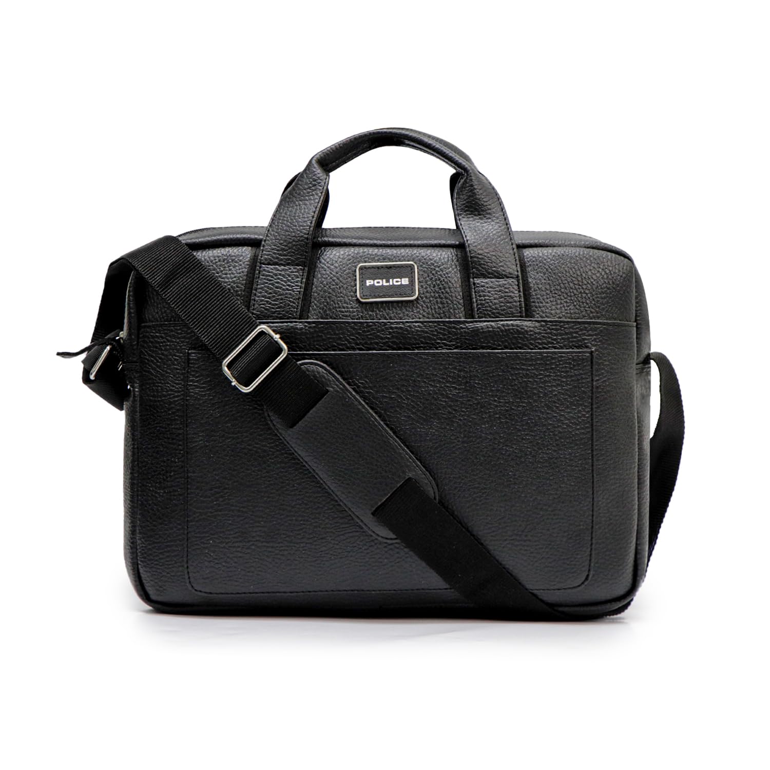 police Premium Laptop Briefcase for Men | Vegan Leather Office Messenger Bag with Padded Laptop Compartment, Front Utility Pocket & Adjustable Shoulder Strap | Business Work Bag | Black-picture-42