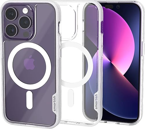 Smartish Funda delgada para iPhone 14 Pro Gripmunk compatible con MagSafe ligera + protectora Funda de agarre delgada con forro de microfibra, nada