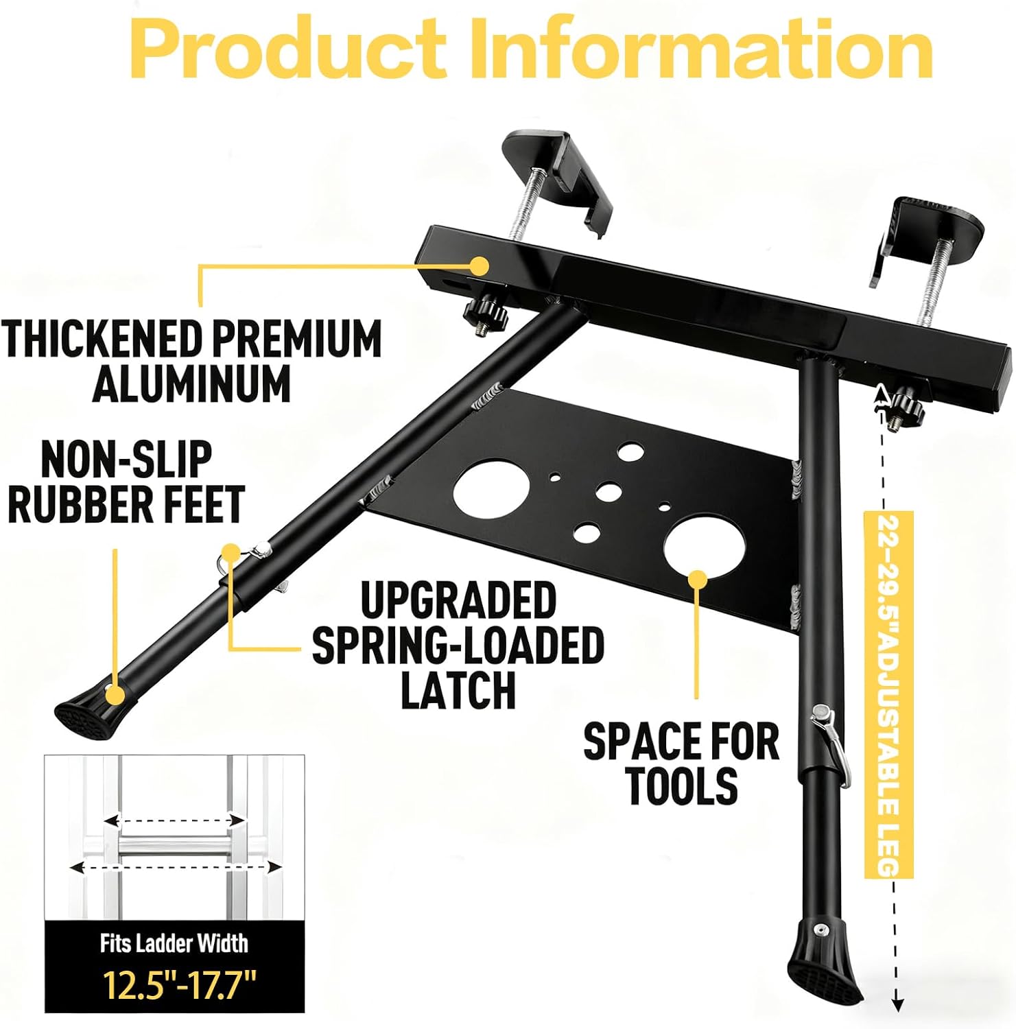 Ladder Stabilizer, Ladder Stabilizer for Roof,Safety Stability ，Aviation Grade Aluminium, Adjustable Length22-29.5In,Withstands 300 LBS Weight