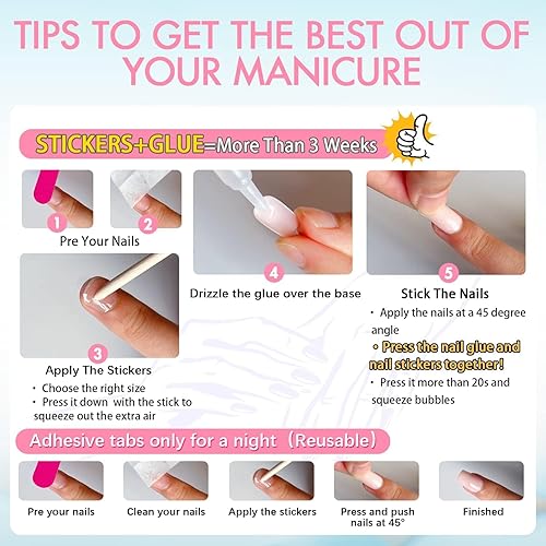 Miniatura 4 de KQueenest - Uñas postizas a presión con punta francesa negra, almendra mediana con perlas, uñas de gel de color nude natural a presión, uñas