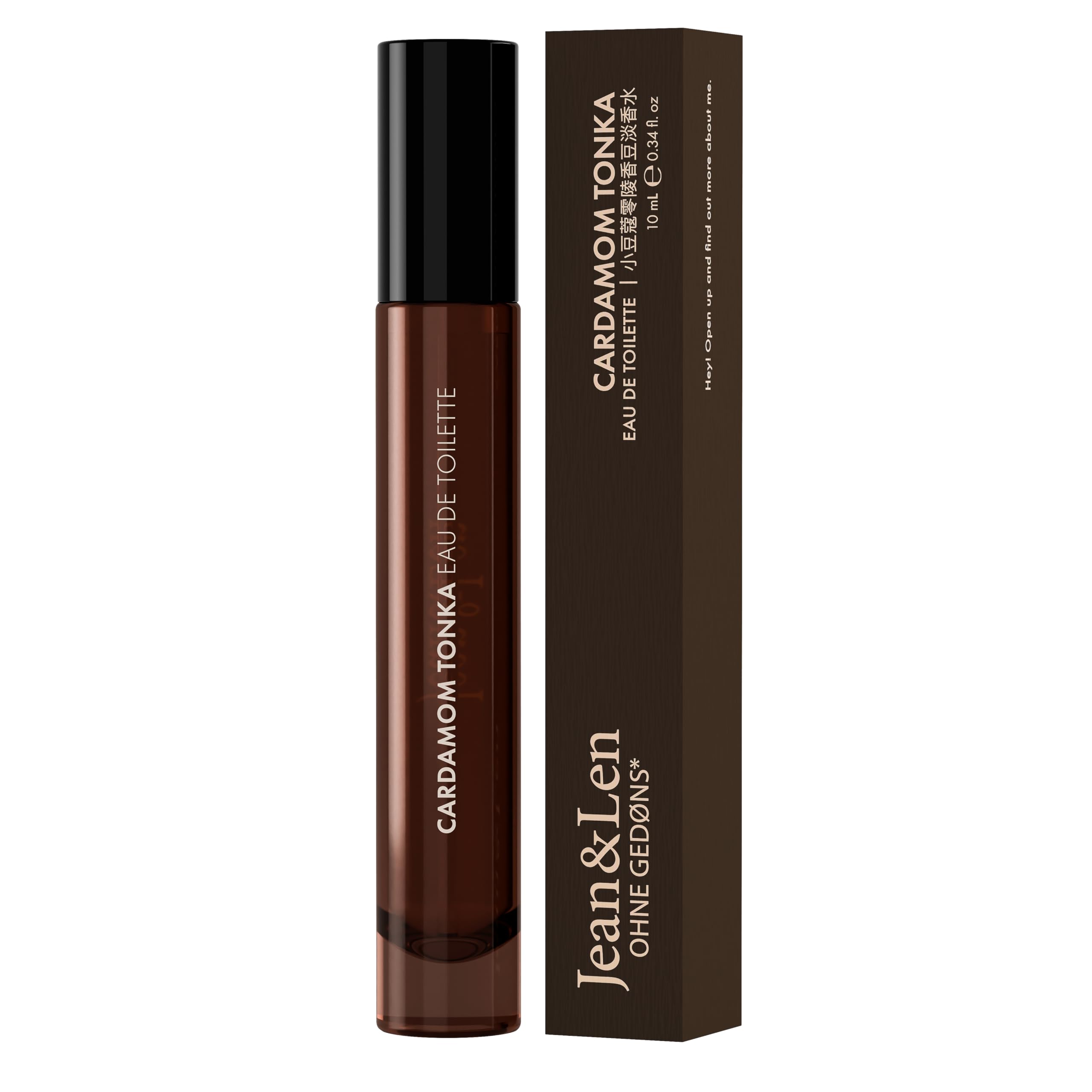 Jean & Len Eau de Toilette Cardamom & Tonka, Eau de Toilette mit Kardamom & Tonka Duft, praktisches mini parfum, ideal für unterwegs, hochwertiger Glas Flacon, 10 ml