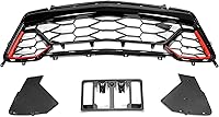 Vista 3 de KUAFU Parrilla inferior y marco para matrícula compatible con Chevy Chevrolet Camaro SS 2016-2018 Reemplazo para 84040593 Plástico pintado negro