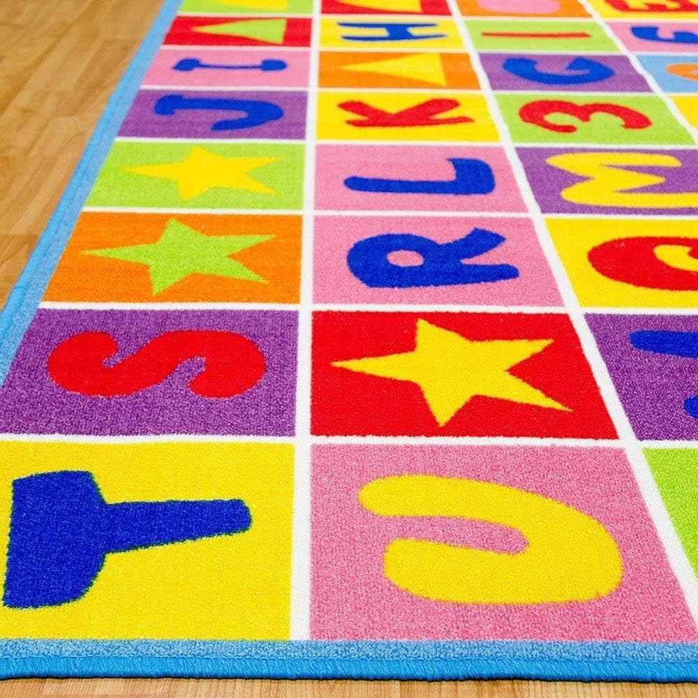 Kids/Baby Room/Daycare/Classroom/Playroom Area Rug Abc's Alphabet Numbers Fun Educational Shapes Learning Carpet (8 Feet X 10 Feet)