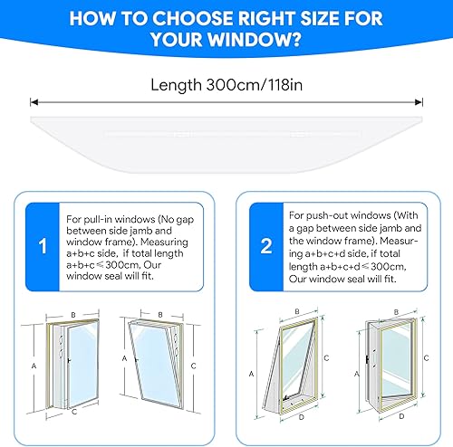 Miniatura 5 de Gruntbear Sello universal de ventana de 118.1 in para aire acondicionado portátil, sello de ventana de CA portátil de 118 pulgadas con cremallera y