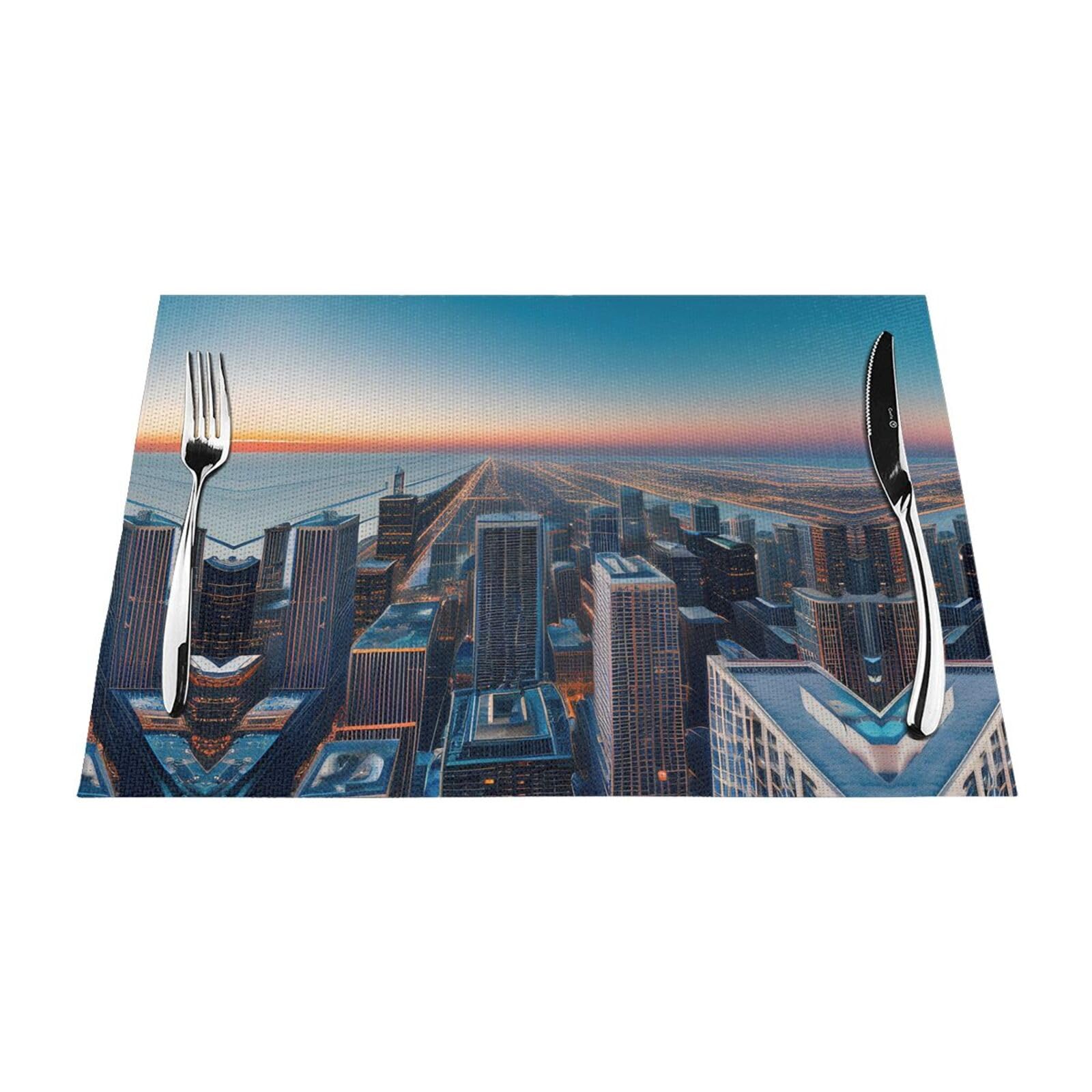 Sets de table Chicago lot de 6 lavables déco cuisine USA