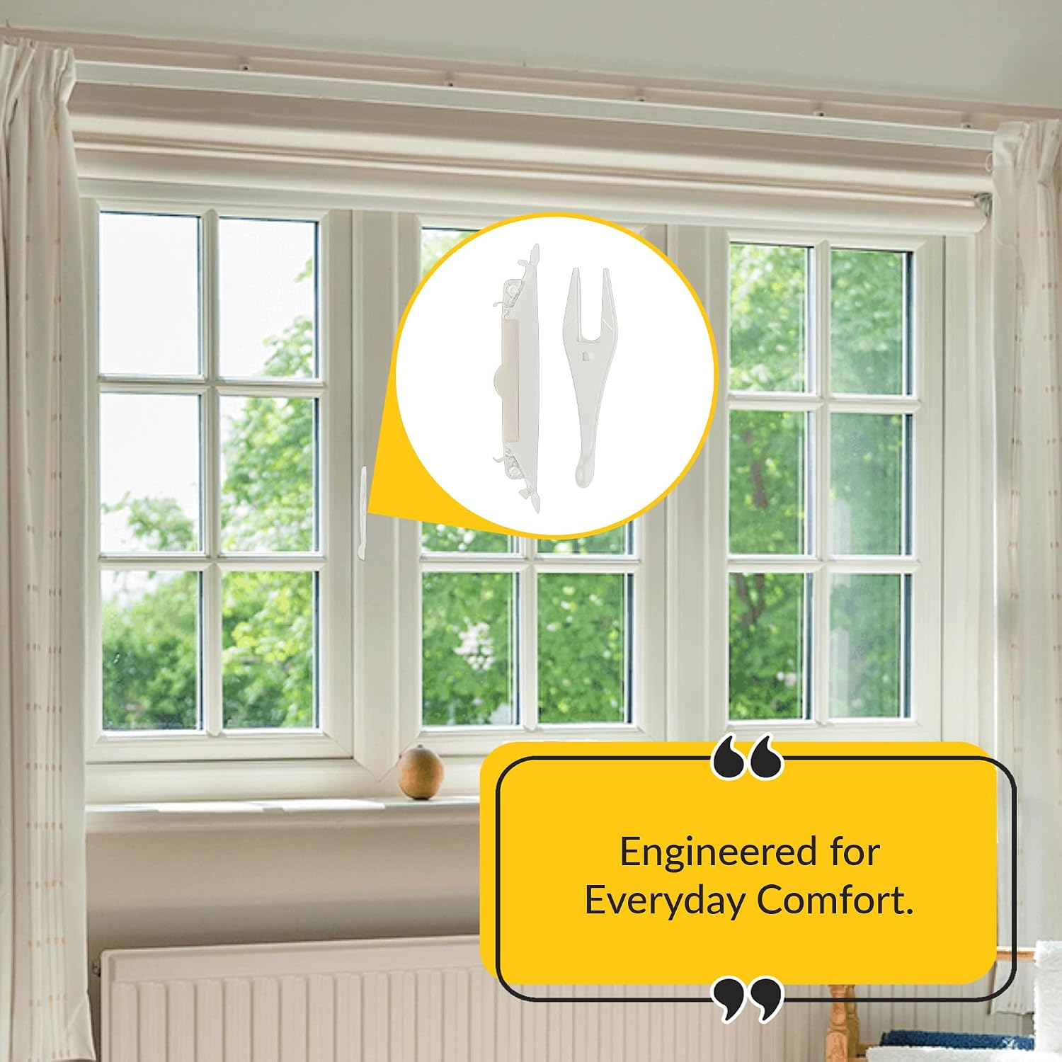 Brixwell Casement Handle and Bezel, Metal Material, White Finish