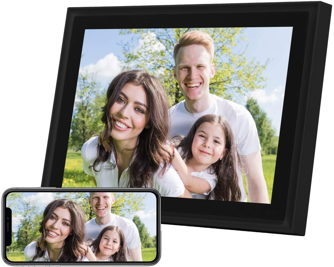 AEEZO WiFi Digital Photo Frame 10 Inch Touchscreen FHD 2K Display Smart Photo Frame with 16GB Memory, Easy Setup for Sharing Photos and Videos, Automatic Rotation (Black)