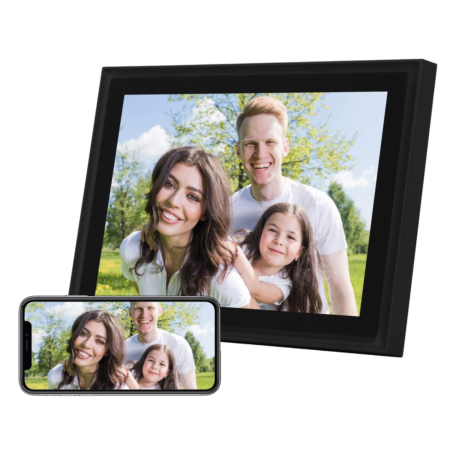 AEEZO WiFi Digital Photo Frame 10 Inch Touchscreen FHD 2K Display Smart Photo Frame with 16GB Memory, Easy Setup for Sharing Photos and Videos, Automatic Rotation (Black)