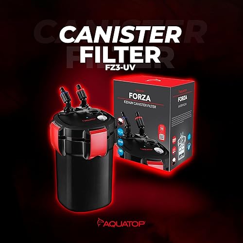 Miniatura 2 de Aquatop Forza 3 Filtro de recipiente  7 W UV, flujo de 185 GPH  para tanques de 29  55 galones  Ideal para agua dulce y salada  Incluye medios de