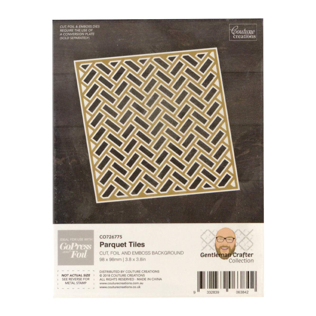 Couture Creations Fustella Per Scrapbooking | Sfondo Ornato 4,4x4,4 Cm | Lamina Intagliata Per Biglietti E Album