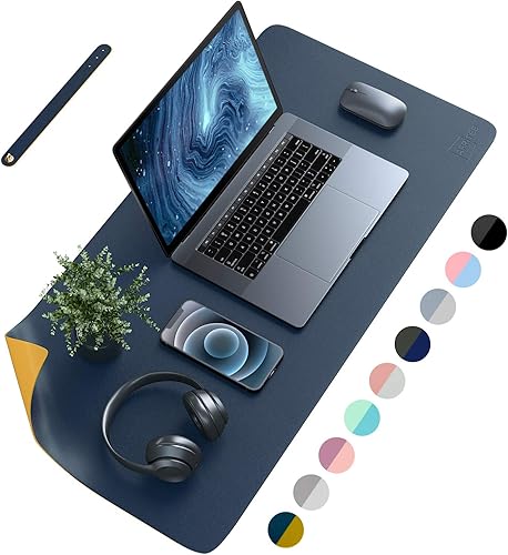 Miniatura 7 de AFRITEE - Tapete protector de escritorio, de piel sintética de doble cara, alfombrilla grande para mouse, alfombrilla de escritura, impermeable,