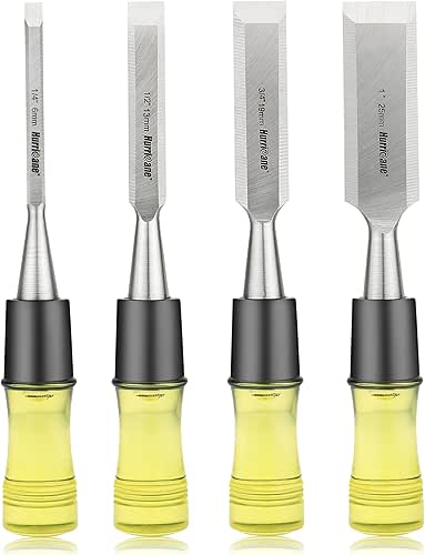 HURRICANE 4 Piece Wood Chisel Set for Woodworking. CR-V Steel