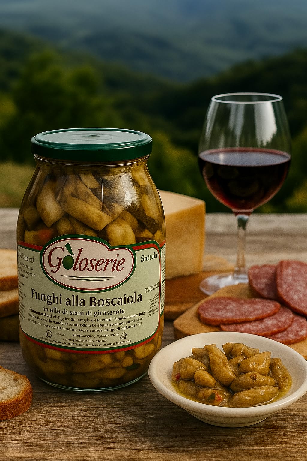 Goloserie Funghi alla Boscaiola con Porcini 5% – Funghi Sott’olio con Peperoncino, Prezzemolo e Aglio – Specialità Calabrese in Olio di Girasole (1000.GR) Ideale per Aperitivi Pasta e condimenti Vari