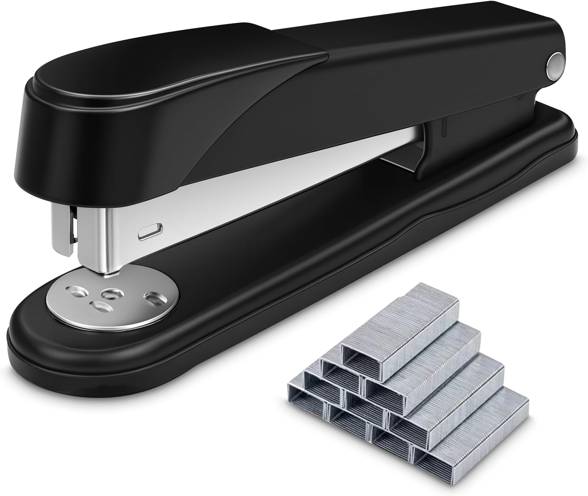 Heavy Duty Office Stapler – 50 Sheet Capacity – Includes 1,000 24/10mm Staples – Desktop Stapler for Home, School & Workplace (Black)